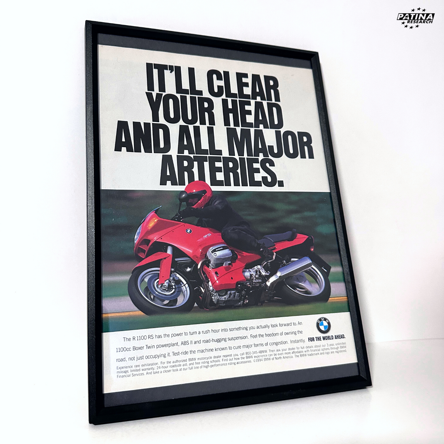 Itll clear your head bmw r1100rs framed ad