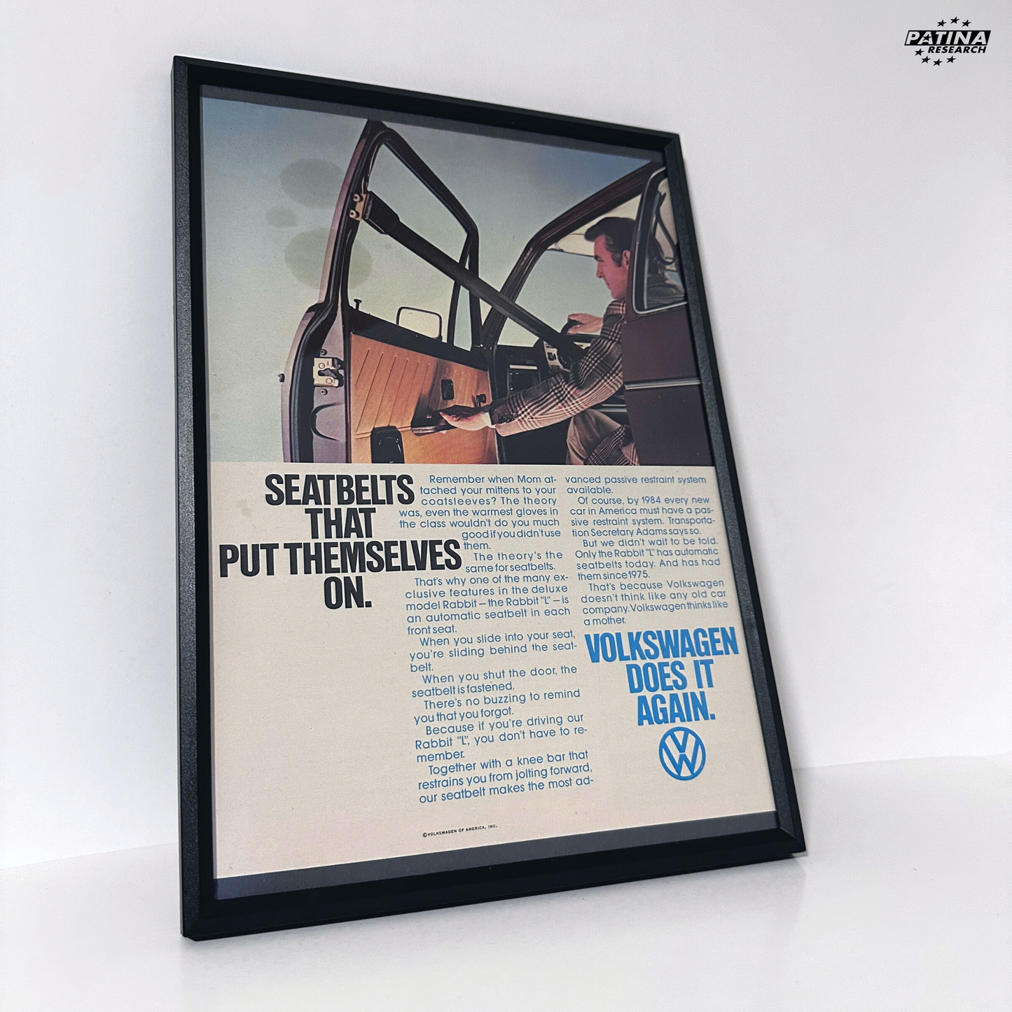 Volkswagen seatbelts that putt themselves on framed ad