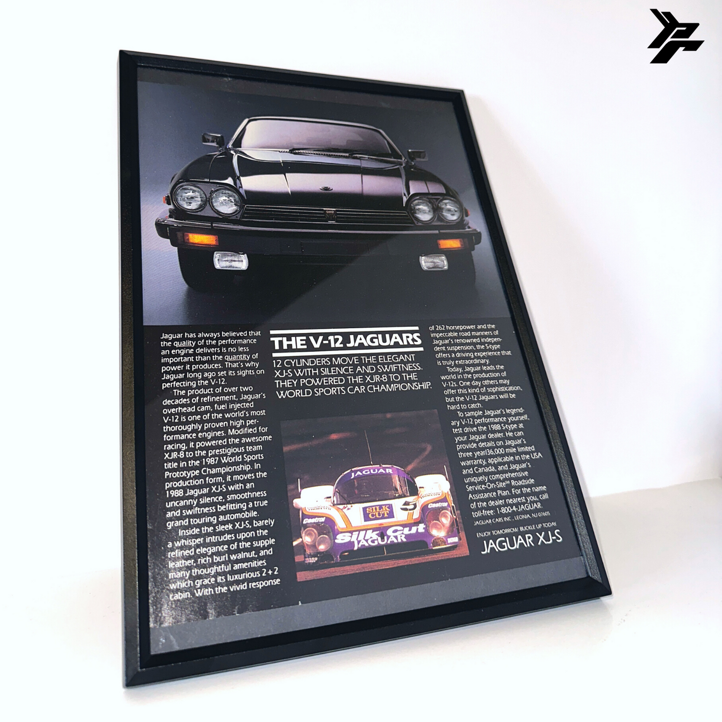 the Jaguar v12 the Elegant framed ad