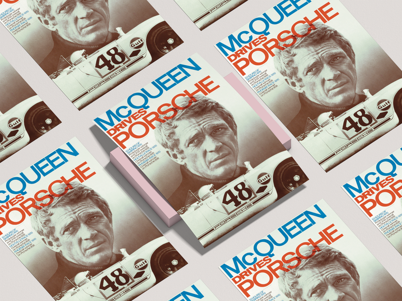 MCQUEEN DRIVES PORSCHE POSTER