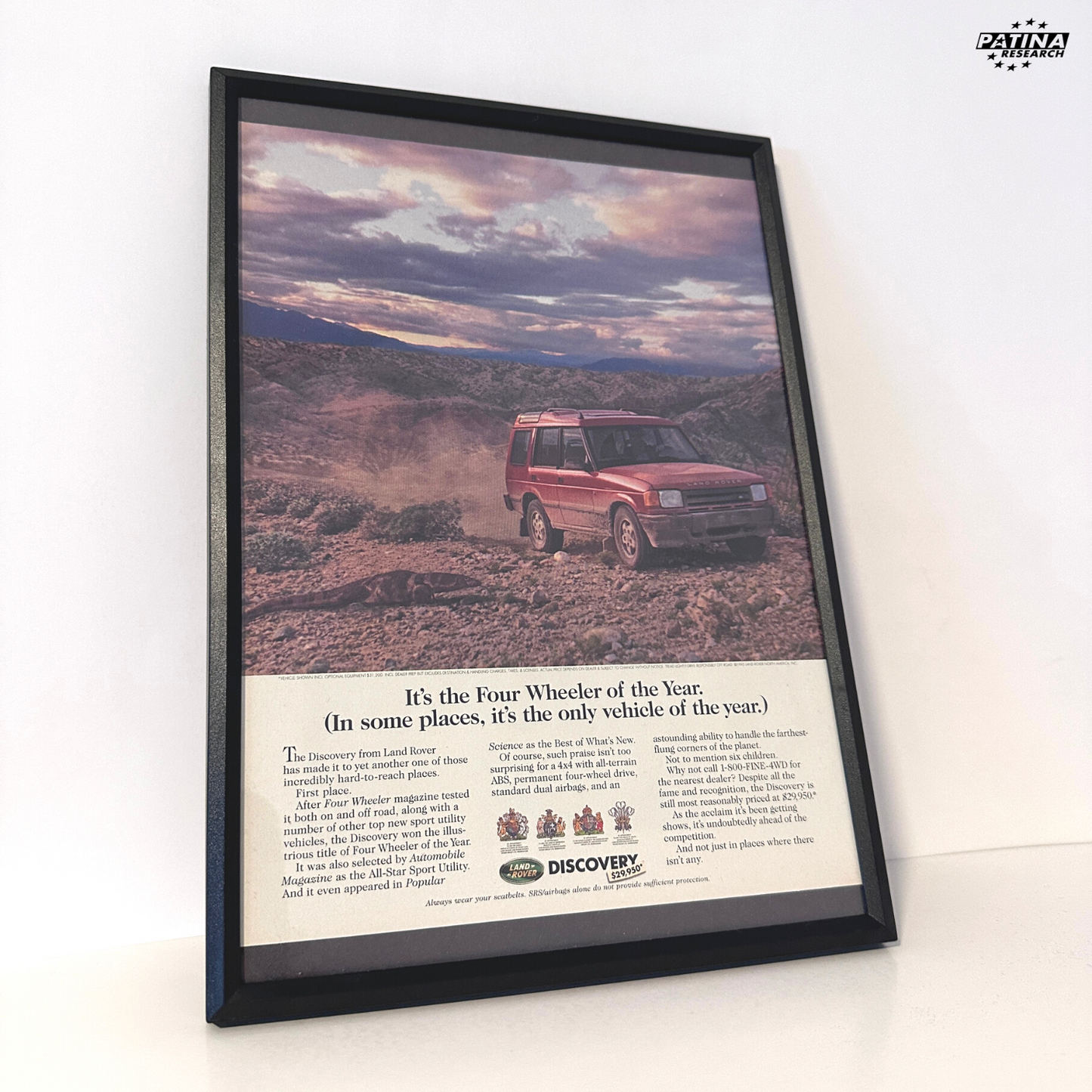 Land rover Discovery four wheeler of the year framed ad