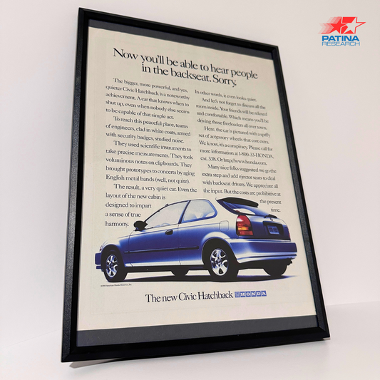 HONDA CIVIC Hatchback Now you'll be able to hear people.. framed ad