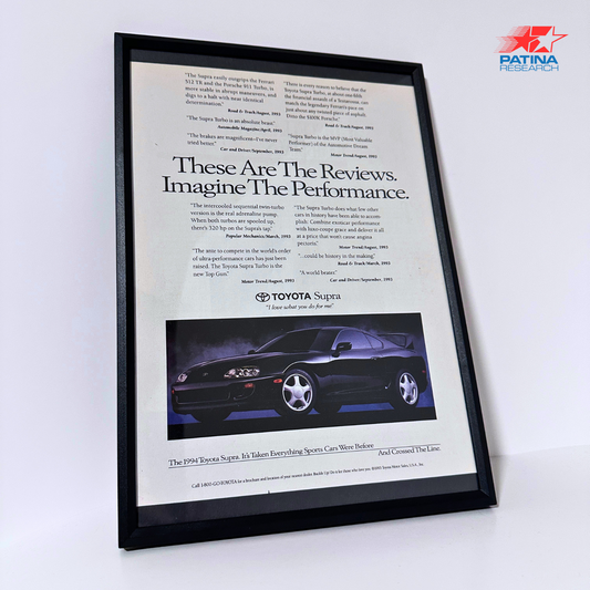 Toyota Supra these are the reviews framed ad