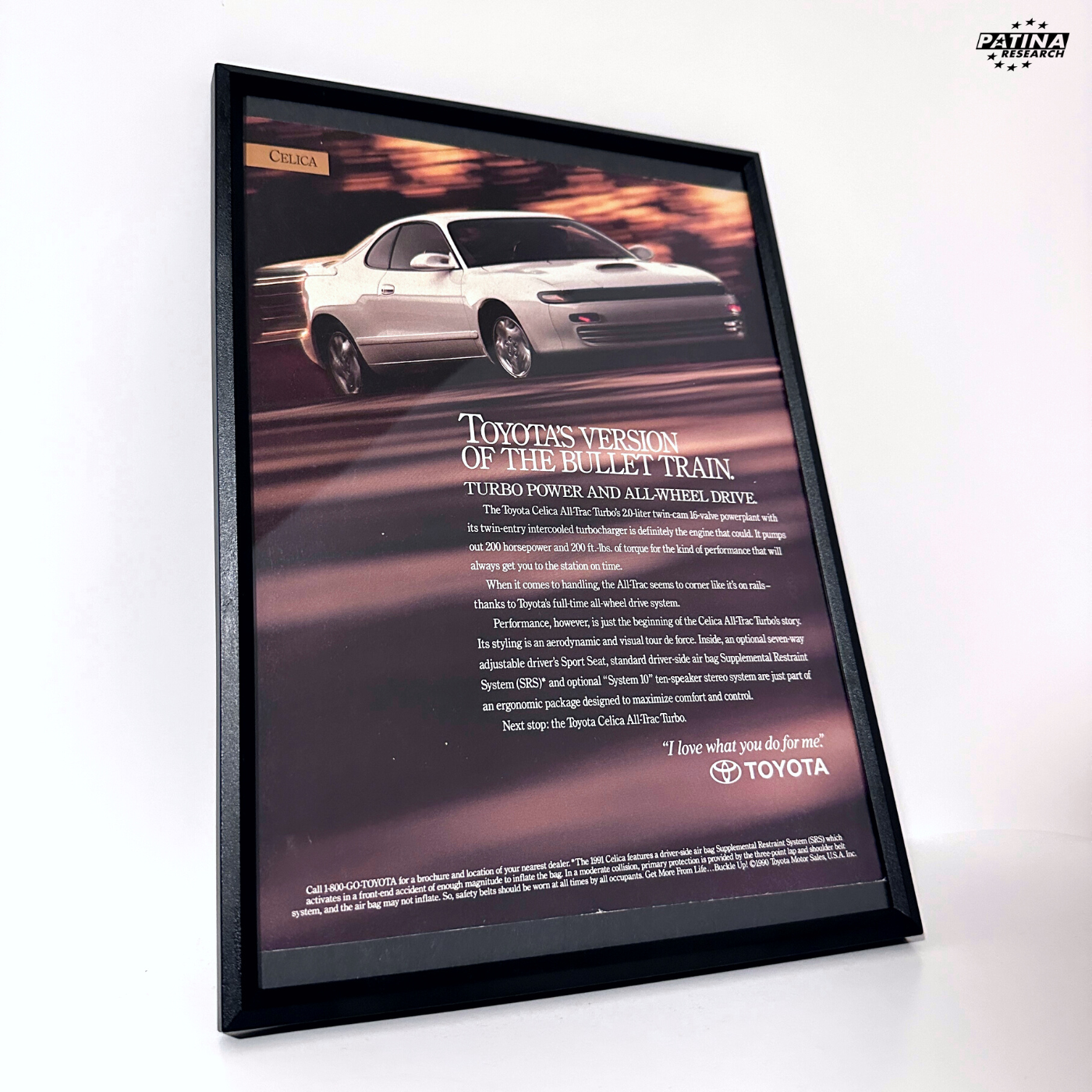 Toyota Celica Bullet train framed ad