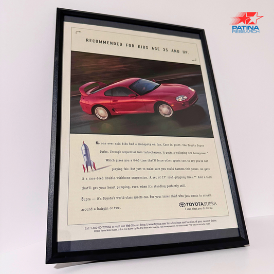 TOYOTA SUPRA Recommended for kids 35 and up framed ad