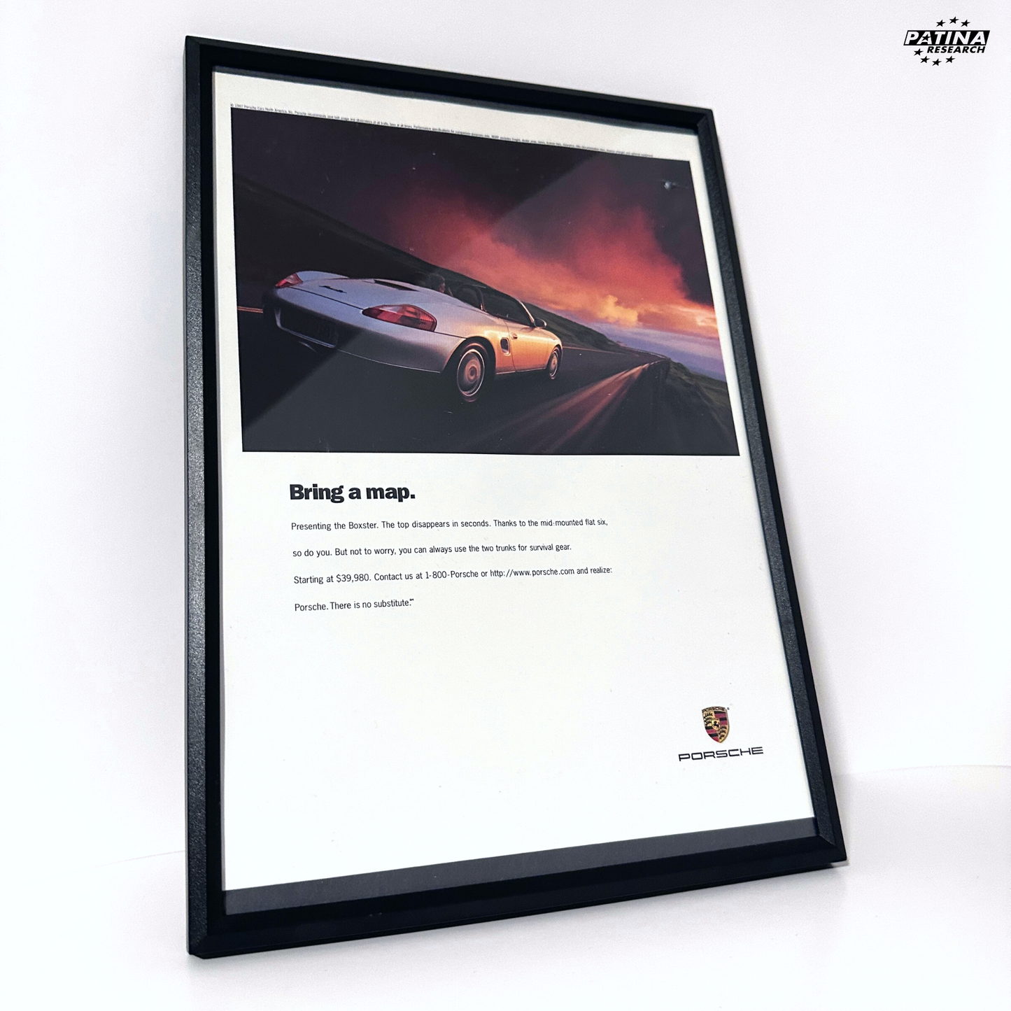 Porsche bring a map Boxter framed ad