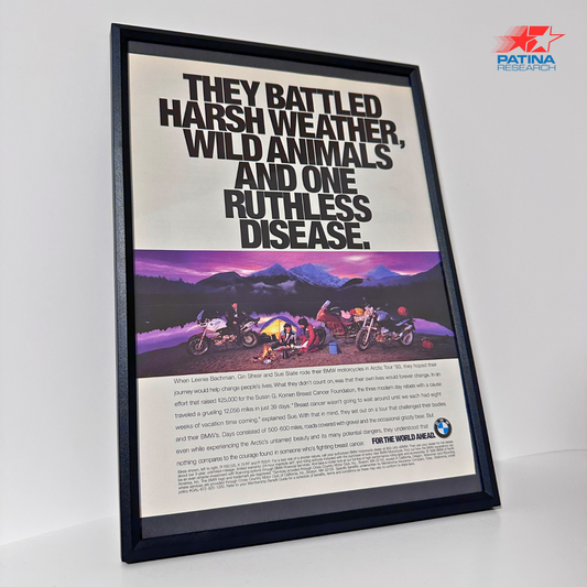 BMW motorcycles they battled harsh weather framed ad