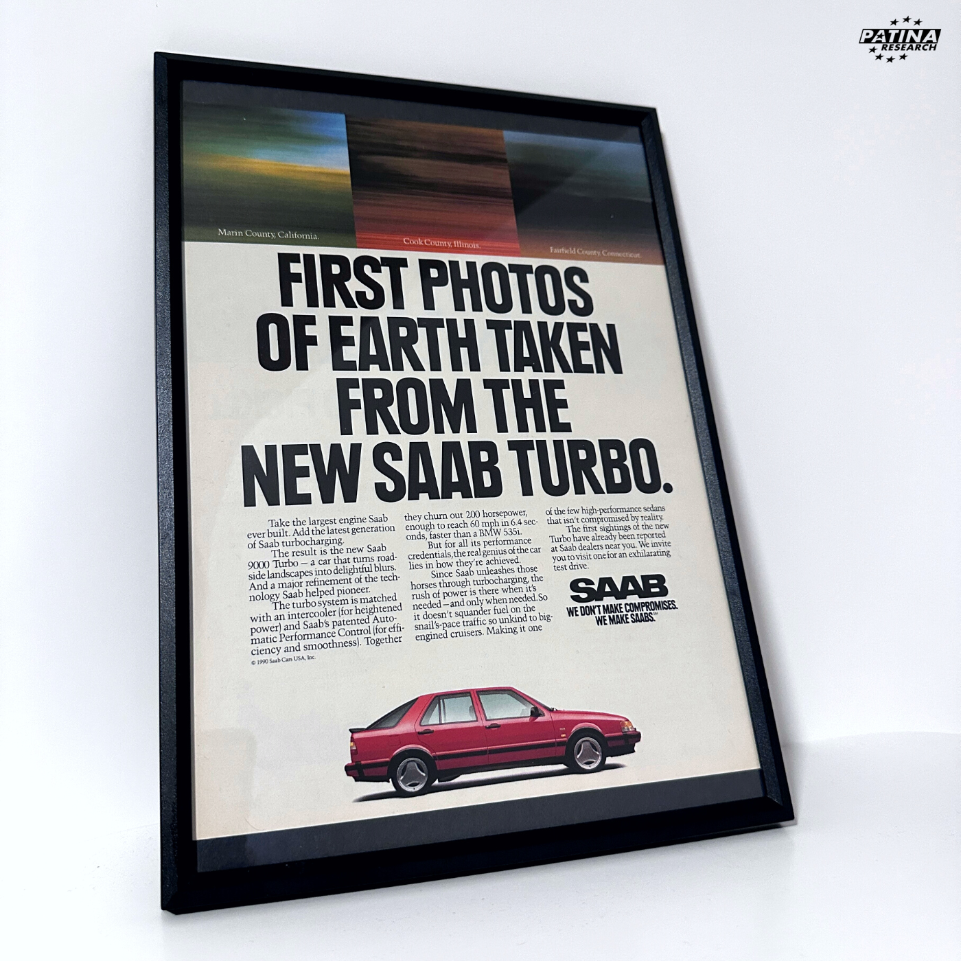 SAAB 9000 Turbo first photos of earth framed ad