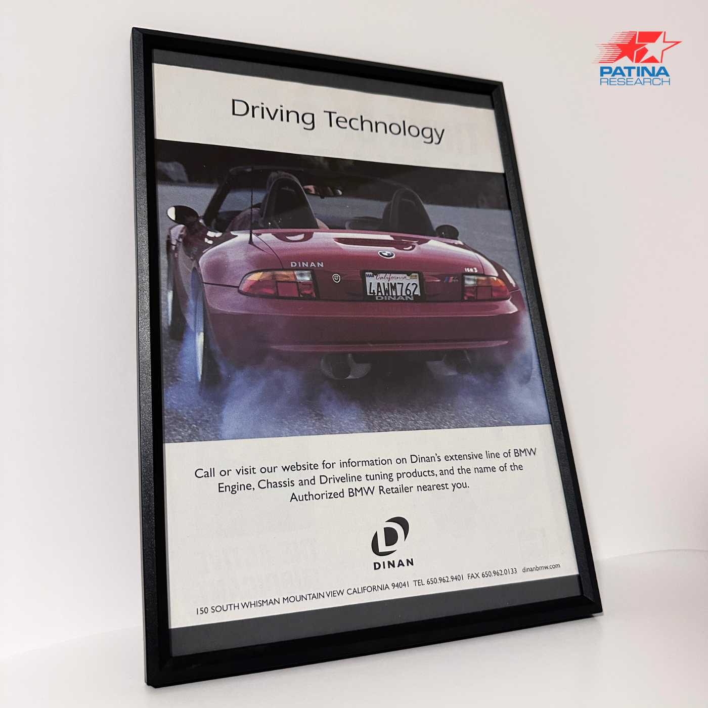 BMW dinan driving technology framed ad