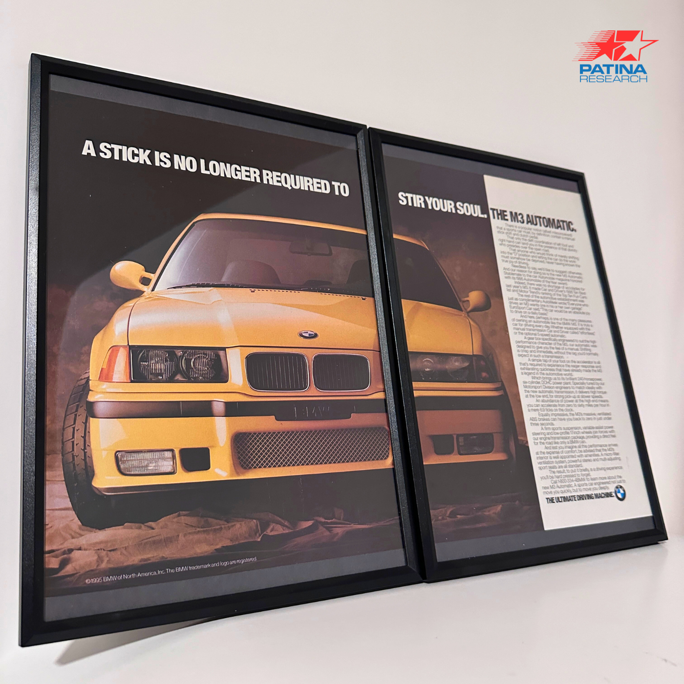 BMW m3 a stick is no longer required framed ad
