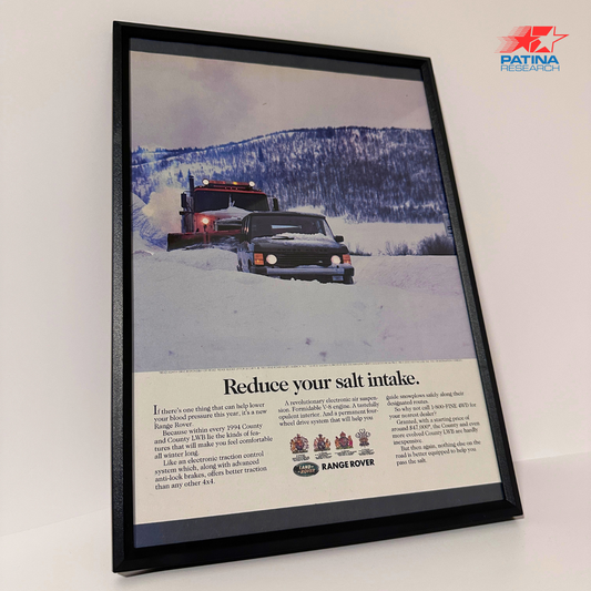 Range Rover reduce your salt intake framed ad
