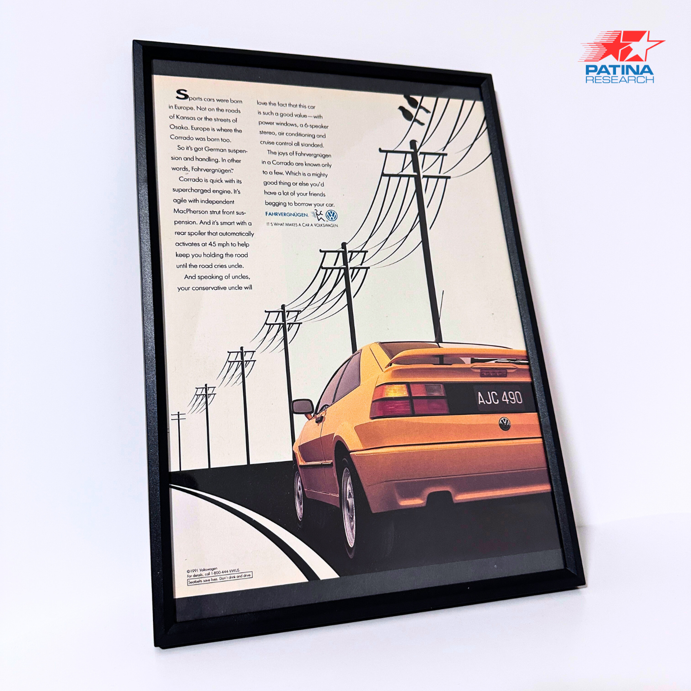 Volkswagen sports cars were born in Europe framed ad