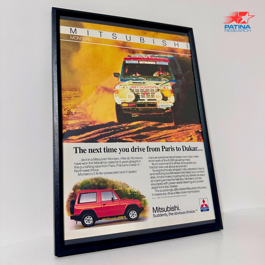 Mitsubishi Montero drive from Paris to Dakar...framed ad