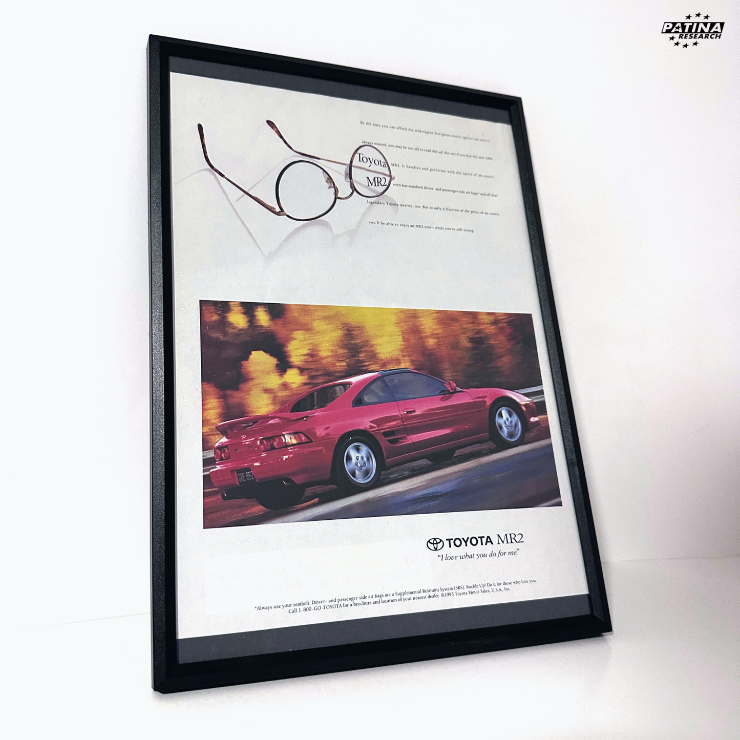 Toyota MR2 love what you do for me framed ad