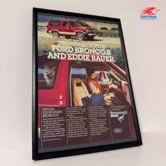 Ford Bronco II and Eddie Bauer framed ad