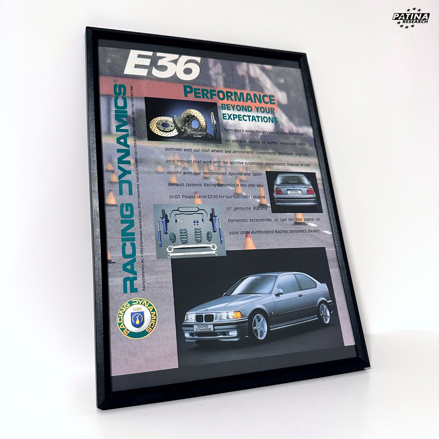 BMW E36 Racing Dynamics framed ad