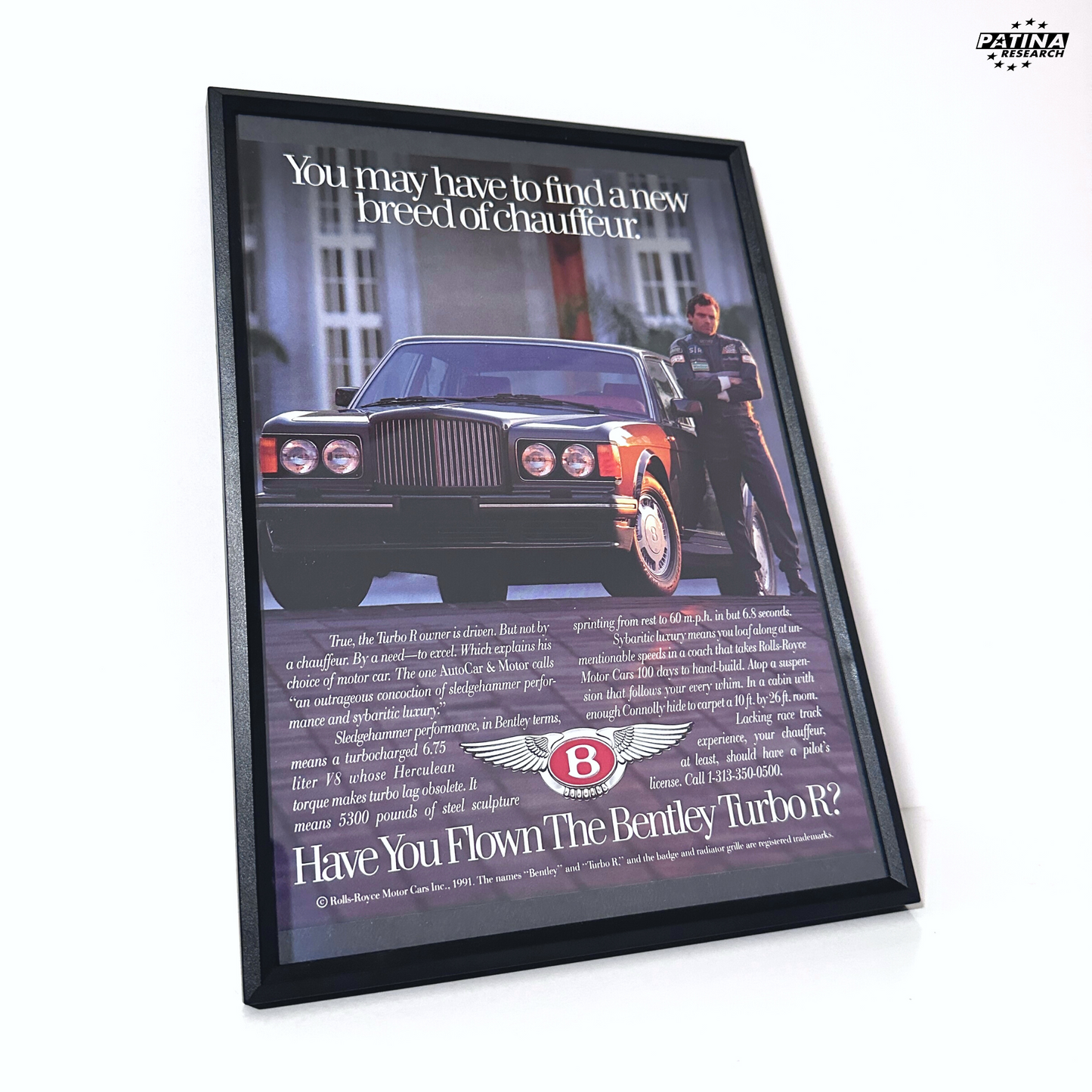 Have you flown the Bentley turbo R framed ad