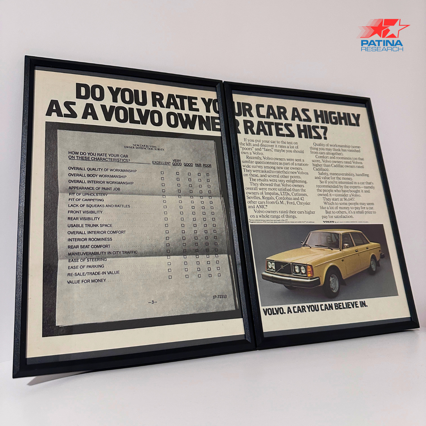 VOLVO do you rate your car as highly as....framed ad