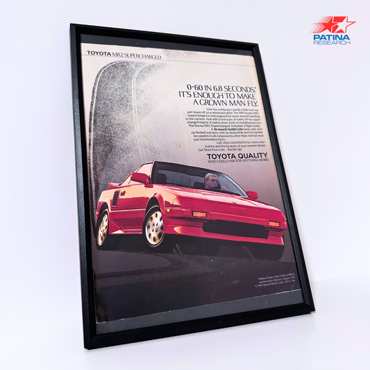 Toyota MR2 0-60 in 6.8 sec. framed ad