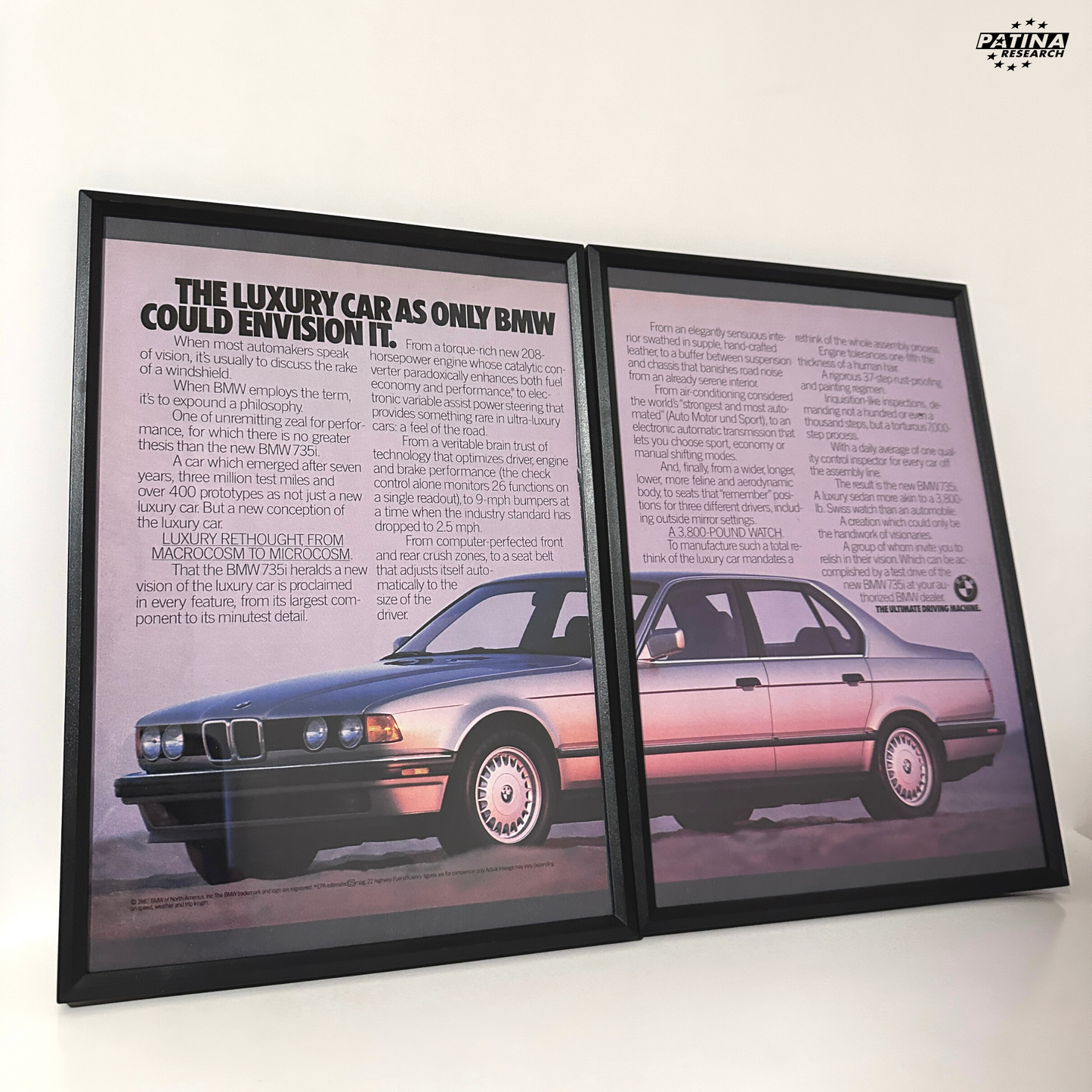 Bmw e32 Luxury car framed ad