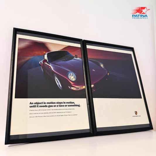 Porsche 911 Carrera S An object in motion stays in motion framed ad