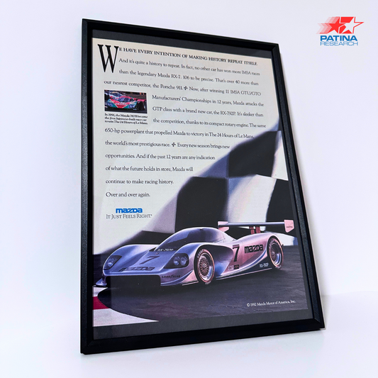 Mazda RX-792P We have every intention of making history framed ad