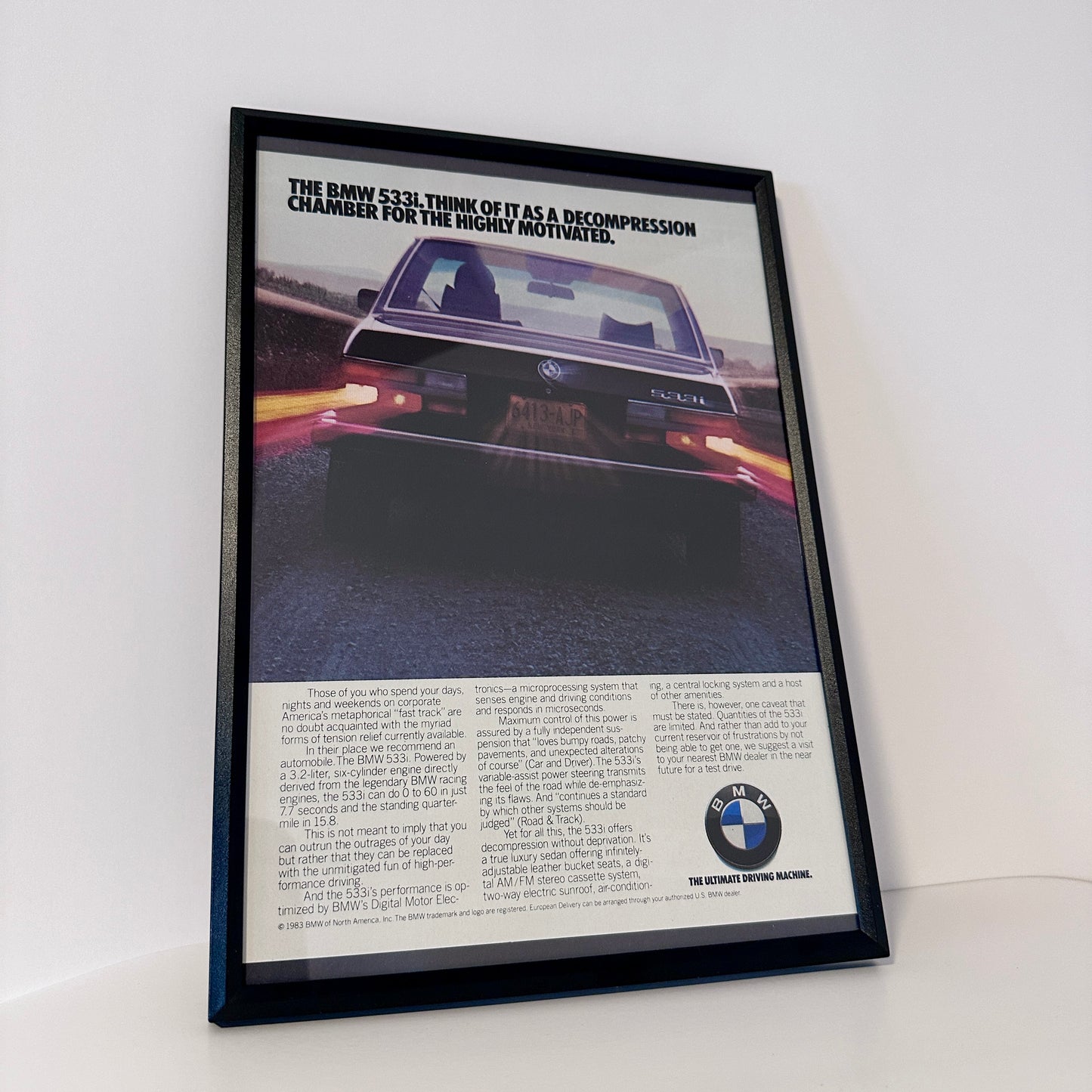 Bmw e28 533i decompression framed ad