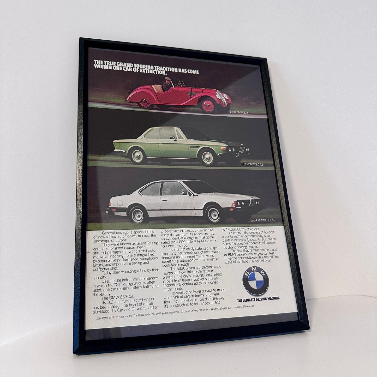 Bmw the true grand touring car framed ad