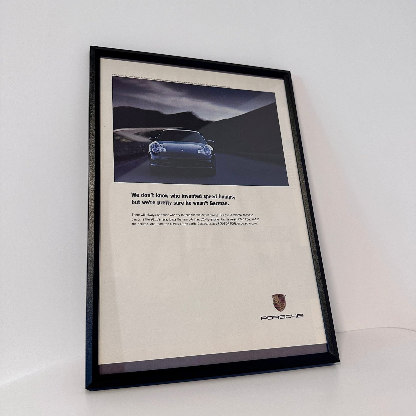 Porsche 911 carrera we dont know framed ad