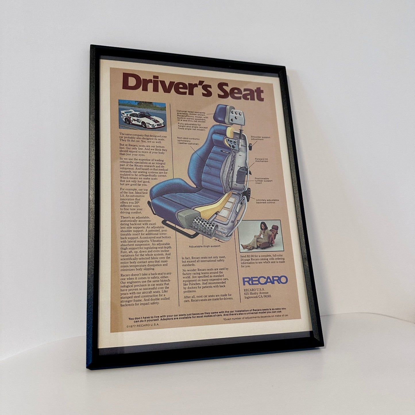 Recaro Driver's seat framed ad