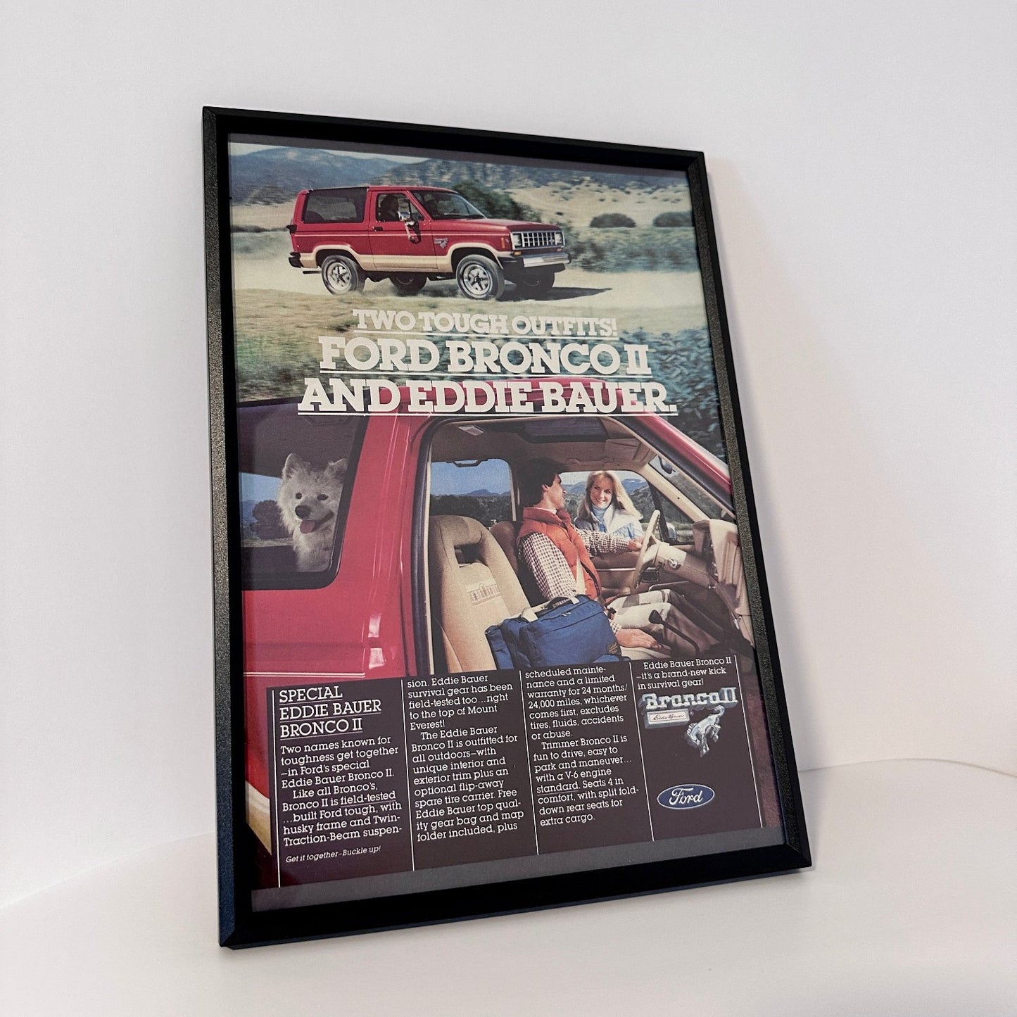 Ford two tough bronco framed ad