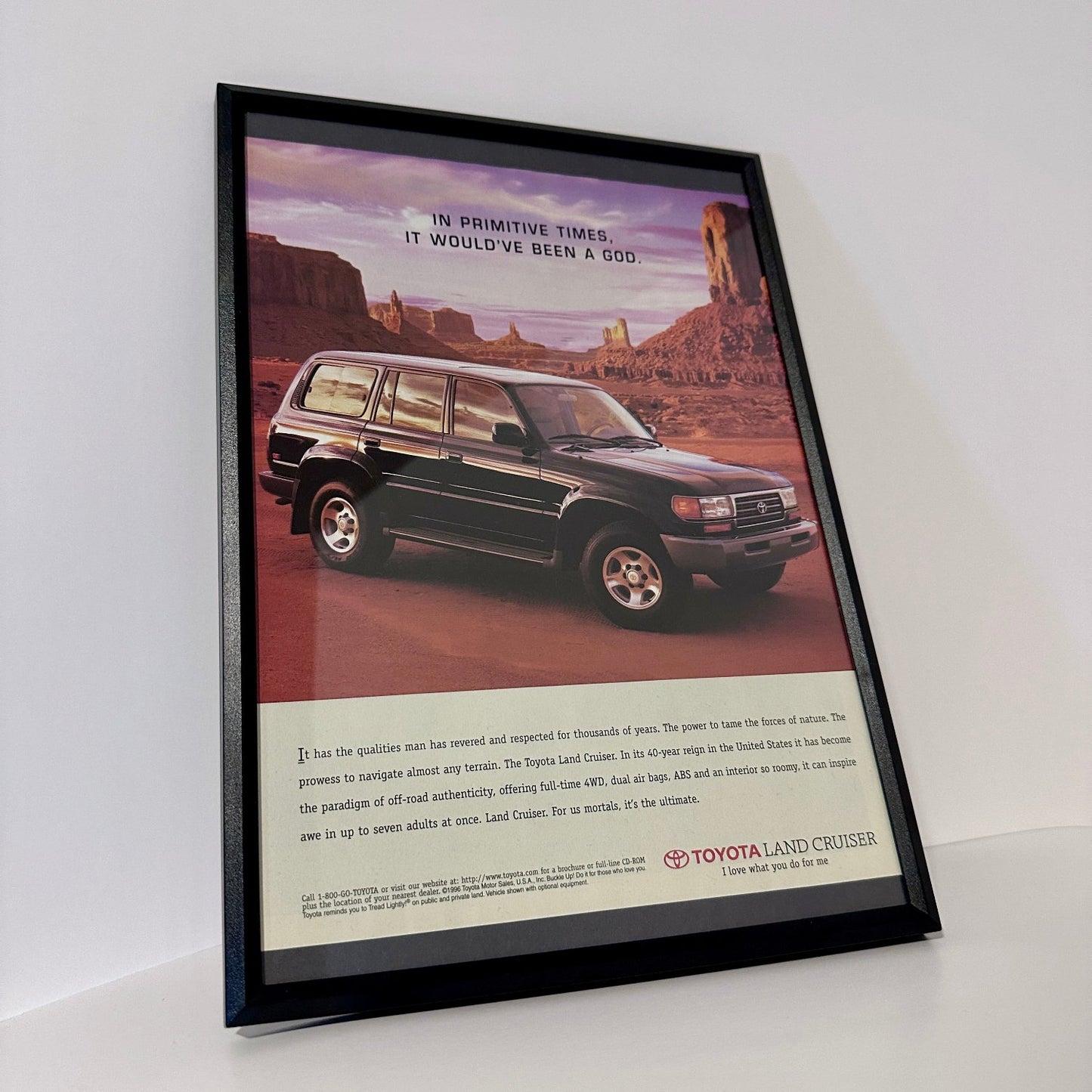 Toyota Land Cruiser primitve times framed ad