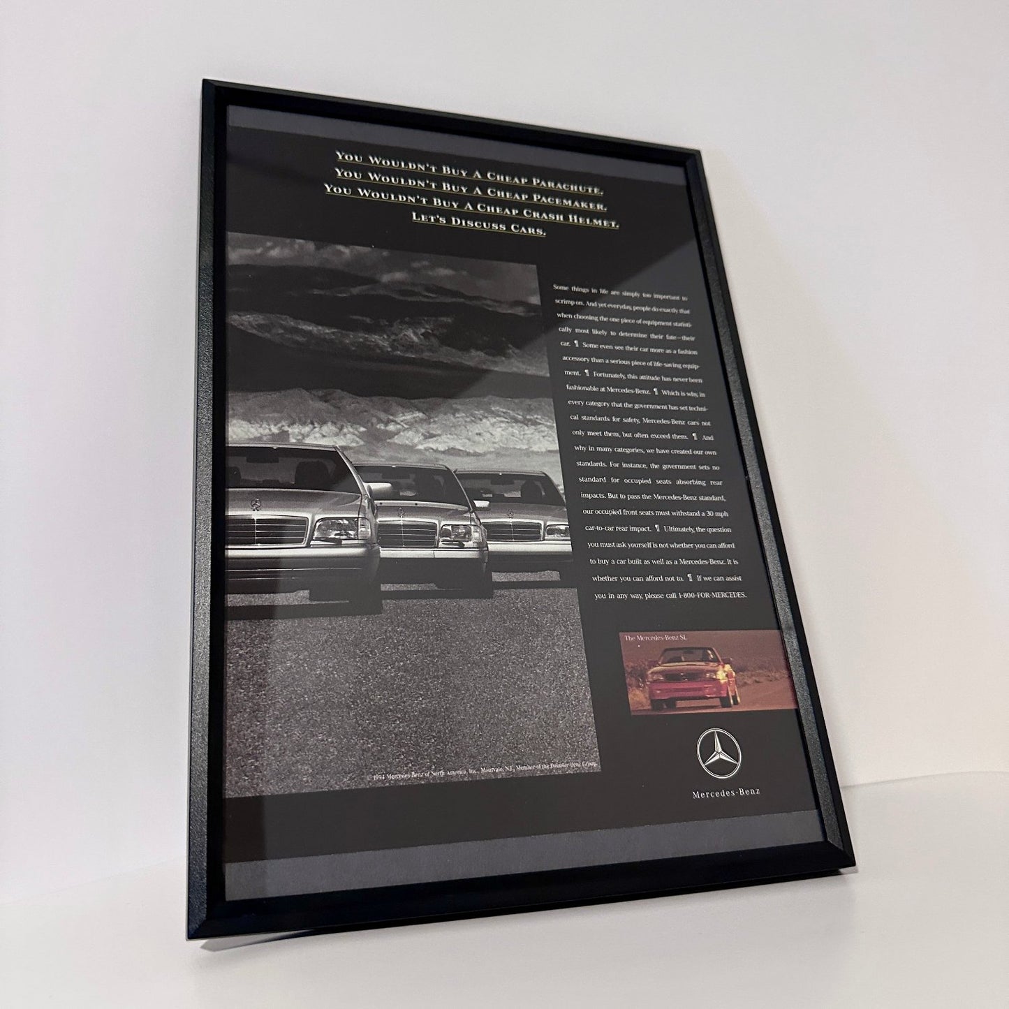 Mercedes cheap parachute framed ad