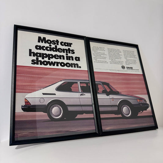 Saab most car accidents showroom framed ad