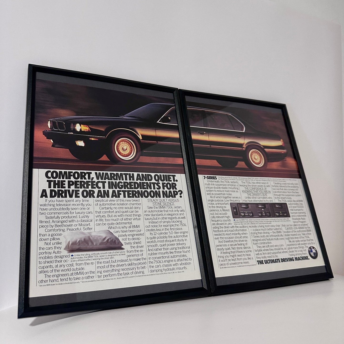 Bmw comfort warmth 7 series framed ad