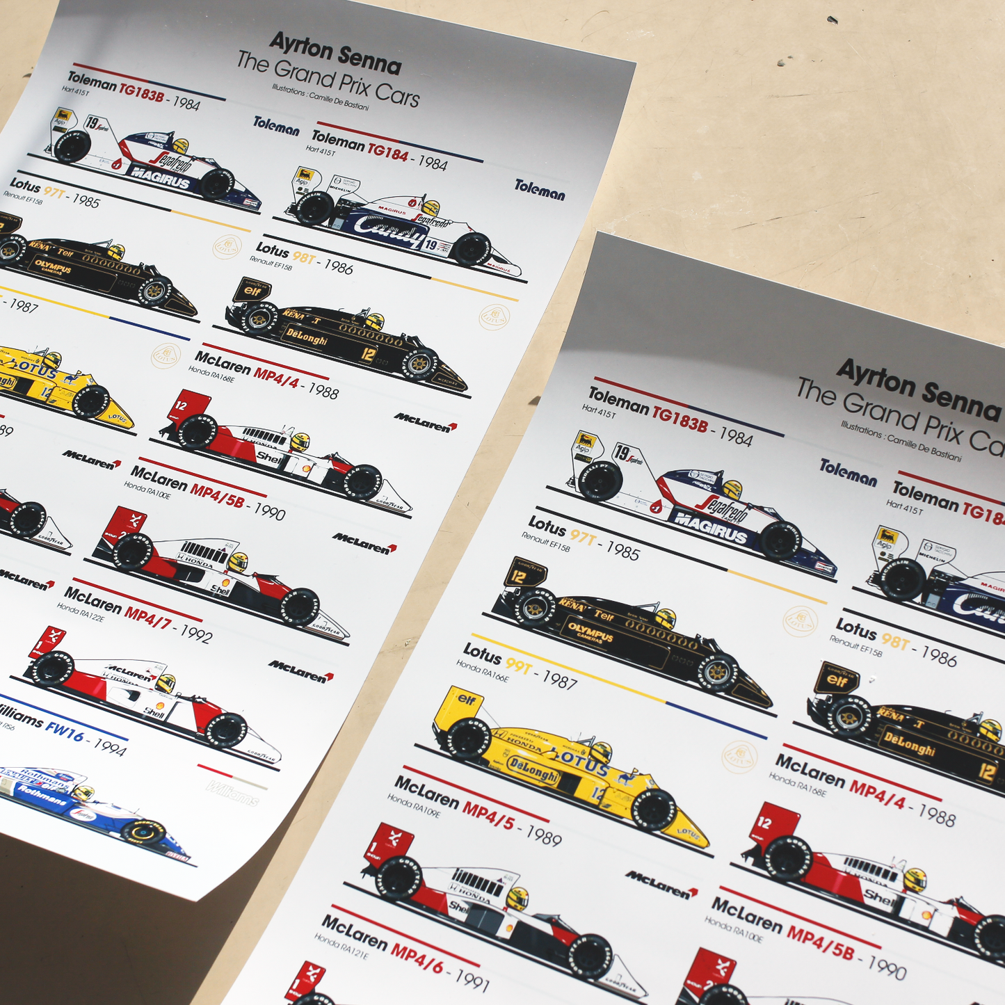 Ayrton Senna F1 Cars Print