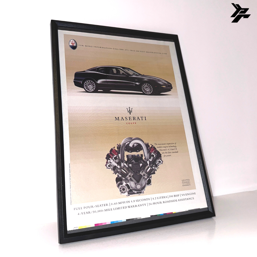 Maserati Coupe four seater framed ad