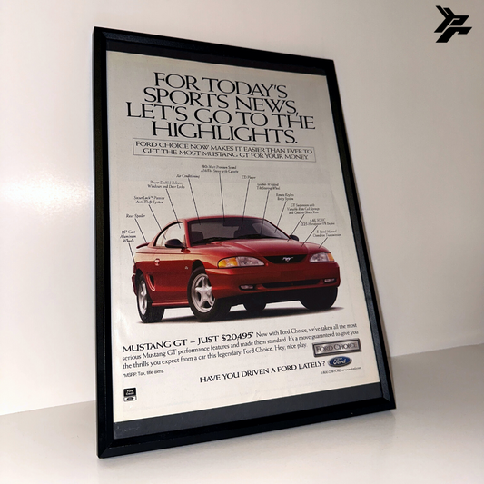 ford mustang GT highlights framed ad