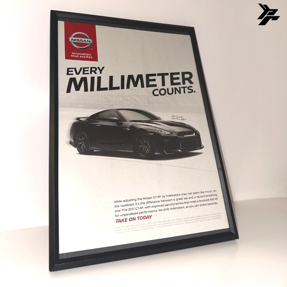 Nissan every millimeter counts r35 skyline framed ad