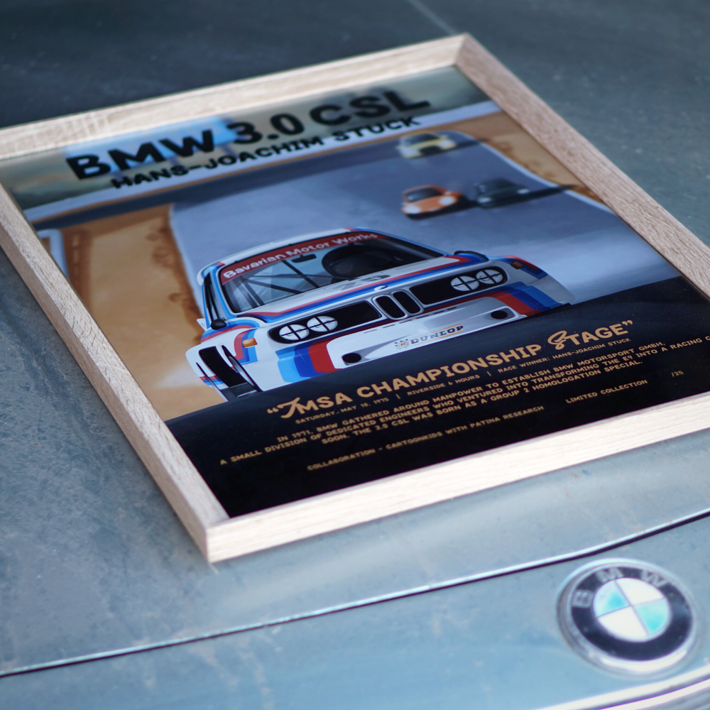 Bmw e9 3.0 Csl " Dont give up your dreams" Poster by By Cartoonkids