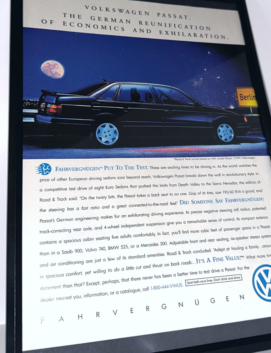 Volkswagen passat reunification framed ad