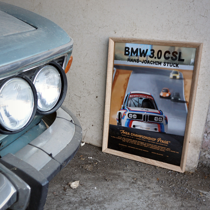 Bmw e9 3.0 Csl " Dont give up your dreams" Poster by By Cartoonkids