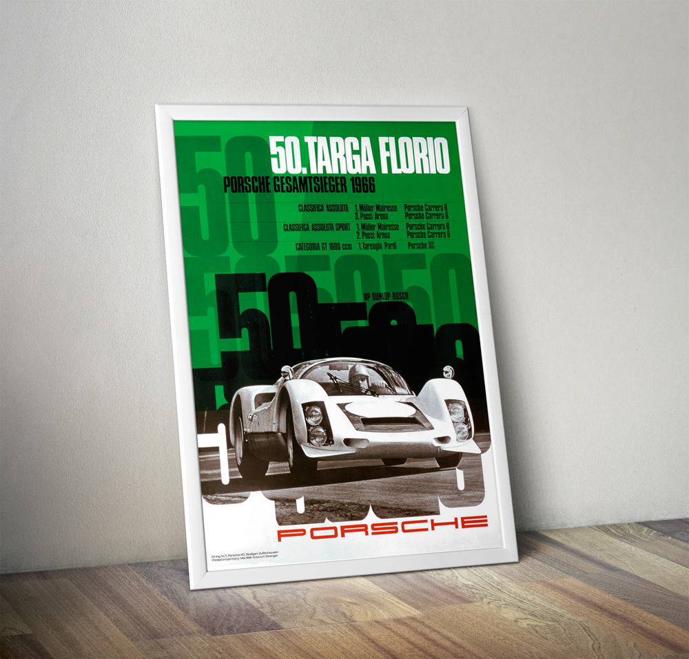 Porsche 50 targa florio vintage poster