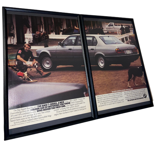 Bmw e32 7 series golden age of motoring framed ad