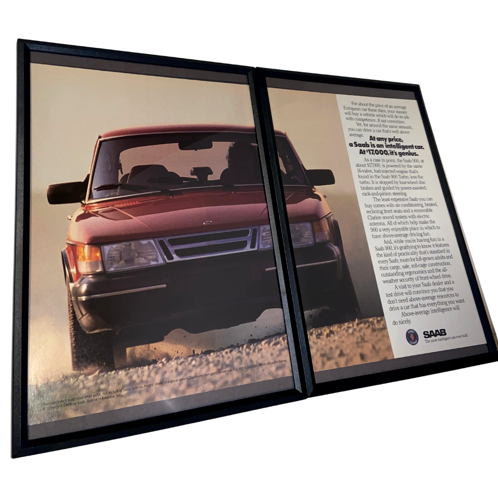 Saab 900 intelligent car framed ad