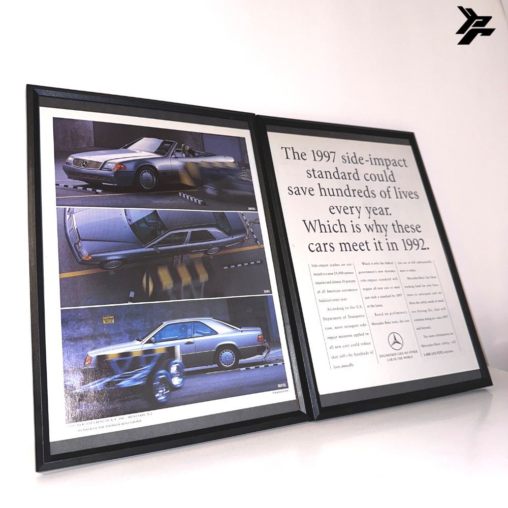 Mercedes Side impact 1992 framed ad