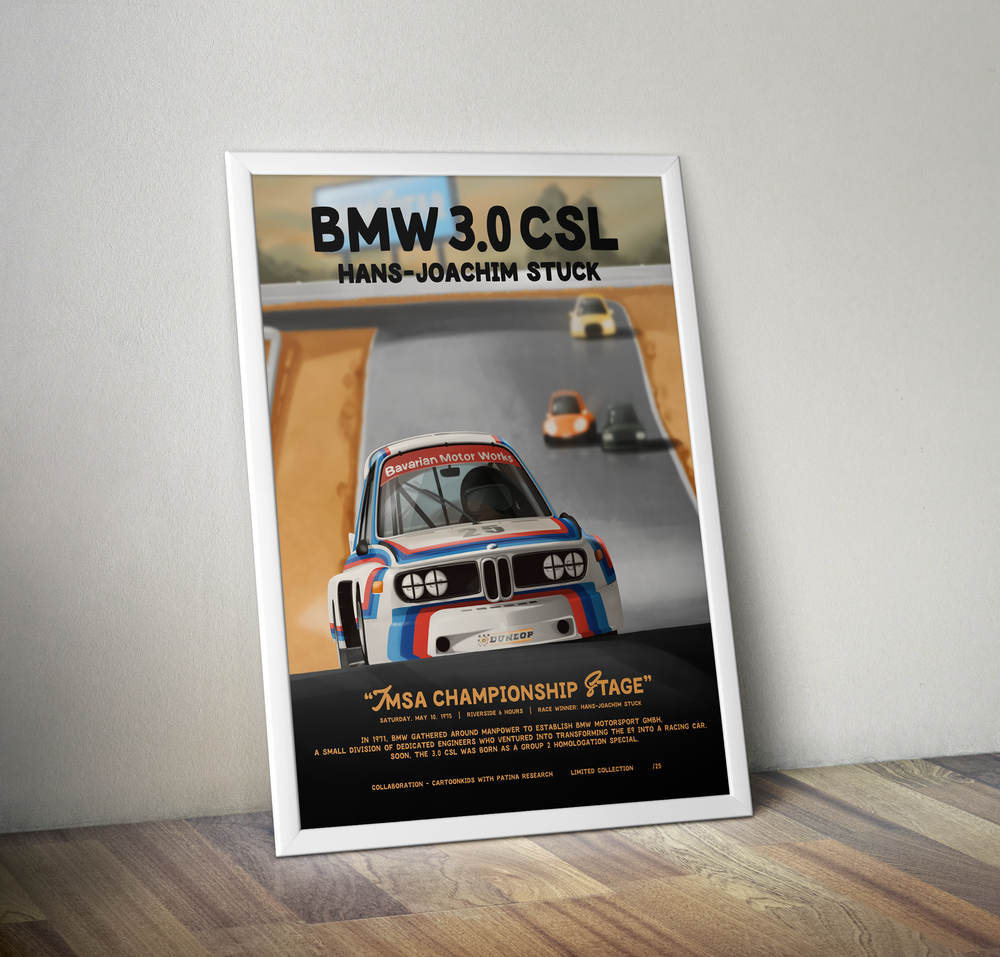 Bmw e9 3.0 Csl " Dont give up your dreams" Poster by By Cartoonkids