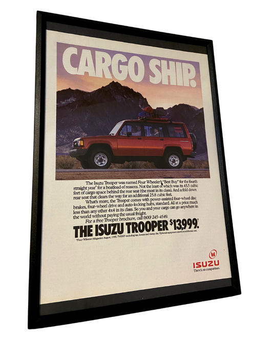 The isuzu trooper cargo ship framed ad