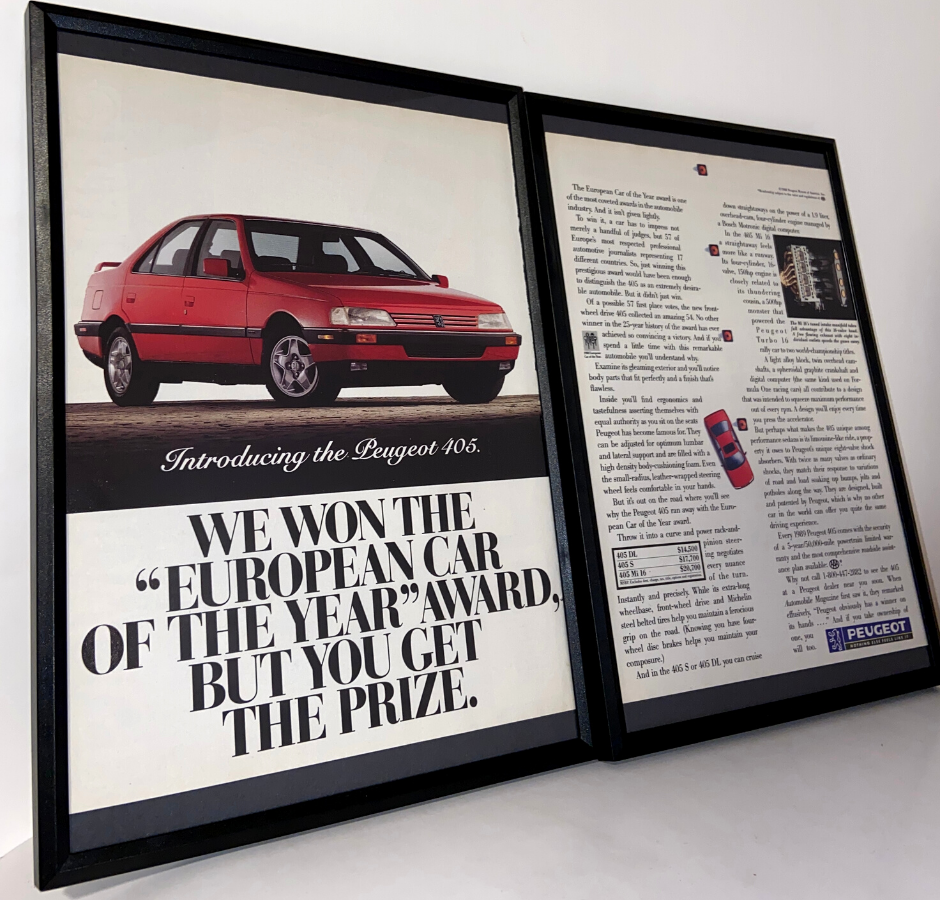 We won the European car of the year peugeot framed