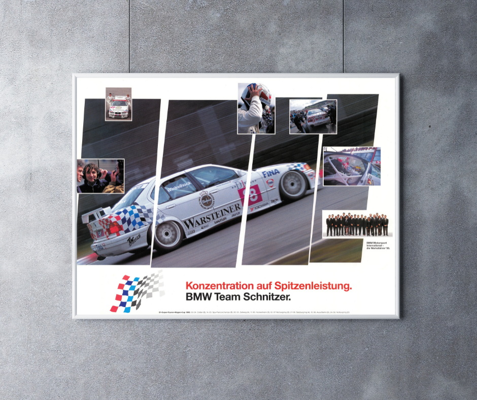 bmw team Schnitzer driven by Joachim Winkelhock e36 poster